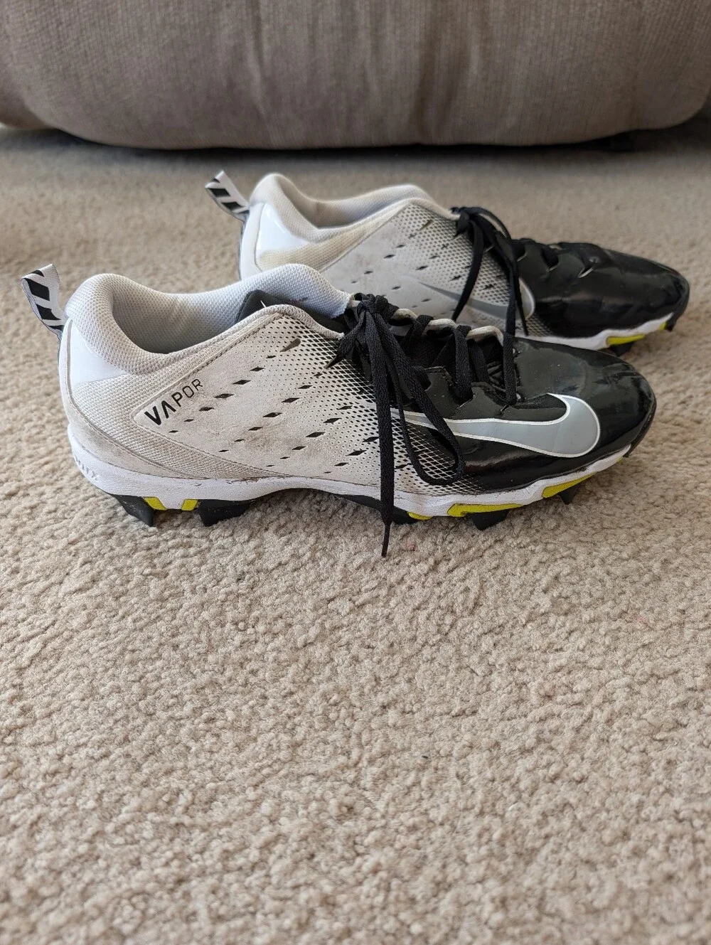Nike Mens Vapor Baseball Cleats - Black, White & Yellow